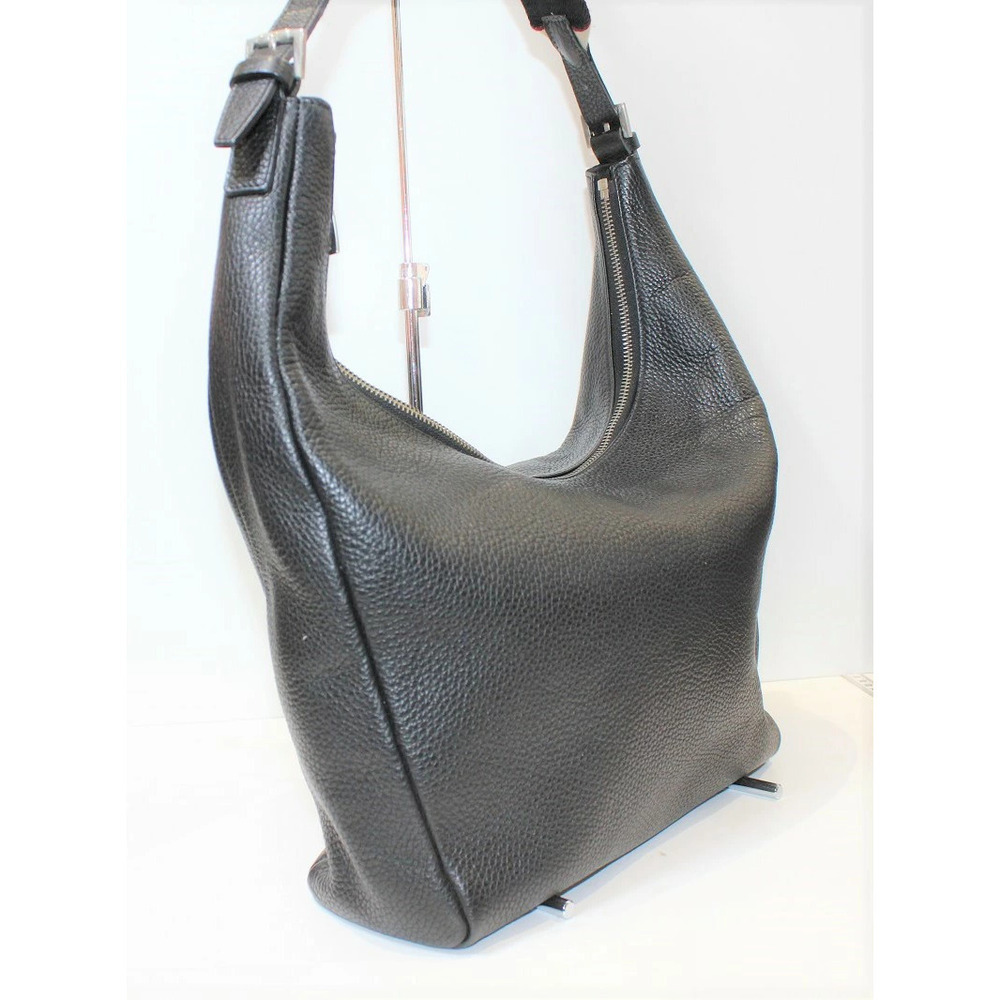 BURBERRY Hobo Bag Leather Black Beige White - Picture 3 of 9